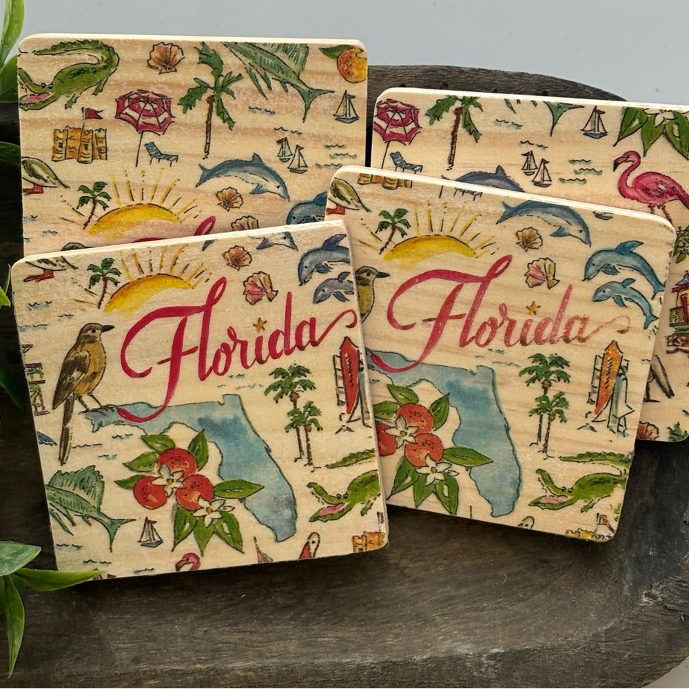 Handmade Florida Themed Coasters - Multicolor